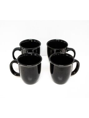 Set of 4 black ceramic coffee mugs - Today's Home brand